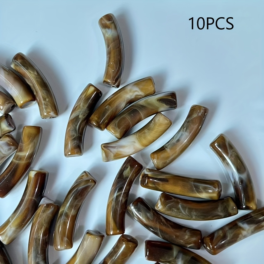 TEMU 10 piezas Marrón 8 X 32Mm Tubos Dobles Cuentas Joyería de Joyas Tubos Dobles Pequeños, Artesanía y Diseño de Cadena de Teléfono Cuentas