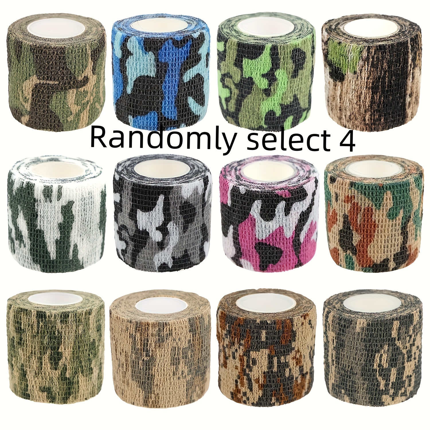 TEMU 4pcs Random Elastic Self, High Non-woven Fabric, Camouflage Pattern