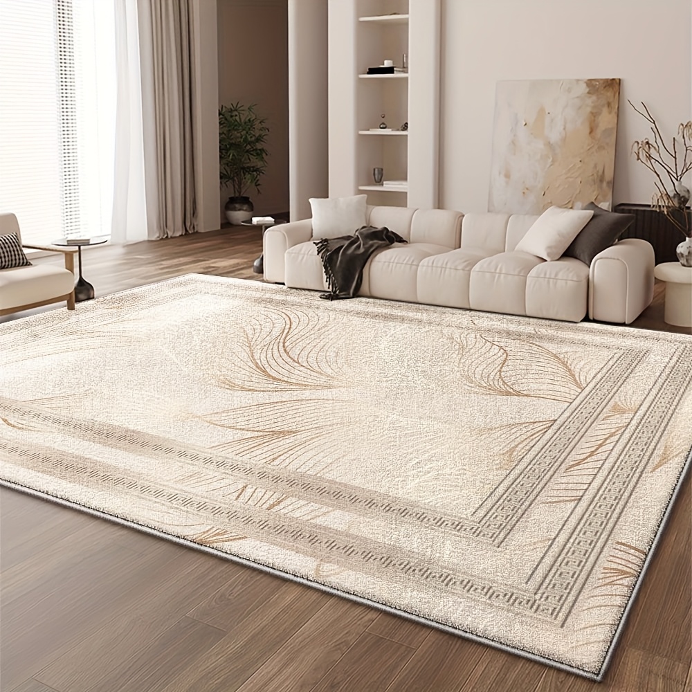 [ Goods] Qilu Extra Large Luxury Floor Mat - Heavy 850G Beige And Brown Beige Abstract Geometric Pattern, Soft Fluff, Machine Washable Large Area Floor Mat, Suitable for Living Room, Bedroom, Office - Beige Brown Floor Mat