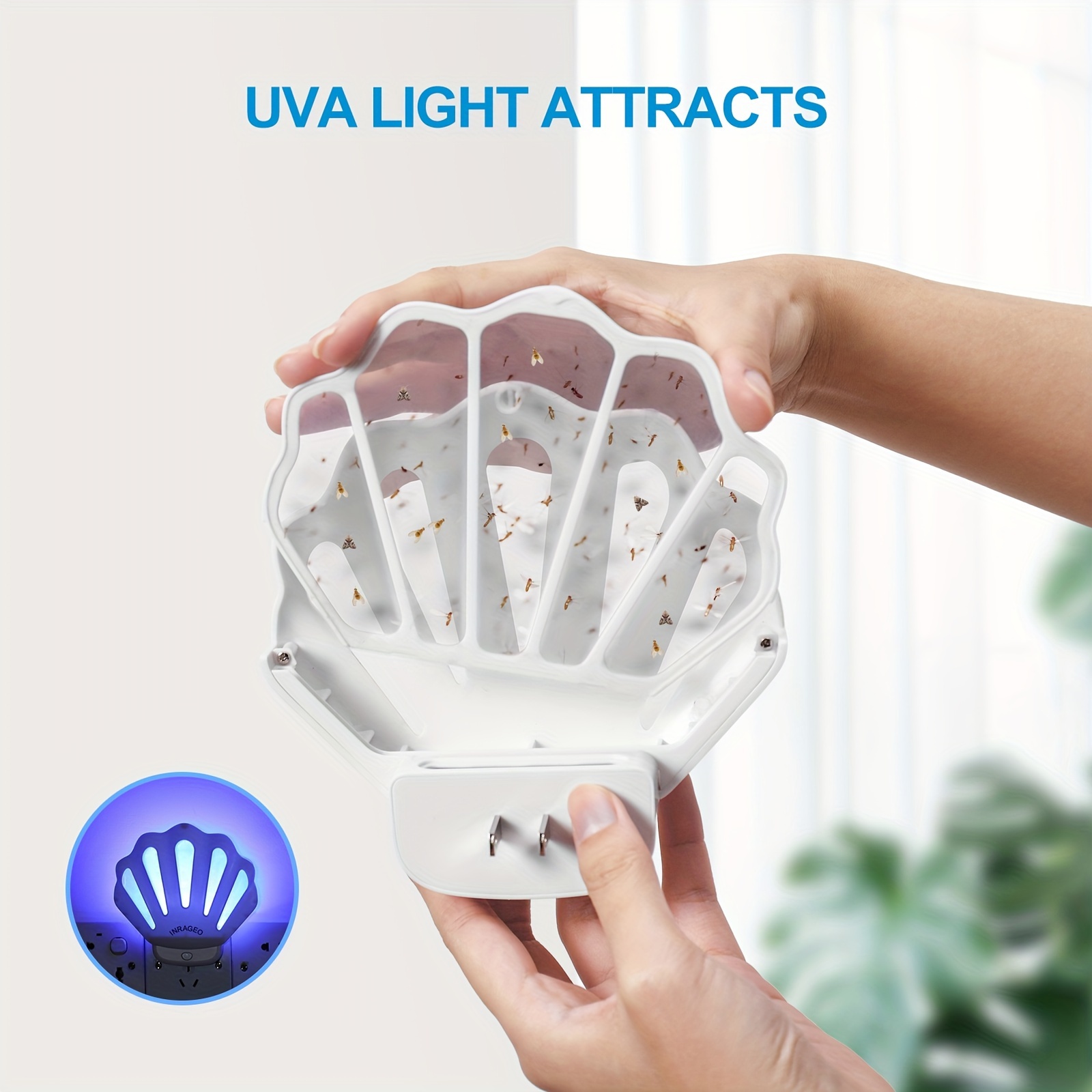 

Flying Insect Trap Hu002 Plug-in Fly Trap Indoor, Electric Bug Killer Indoor Gnat Fly Tapper With Night Light Uv For Bedroom, Kitchen, Office (1 Pack+2 Refill)