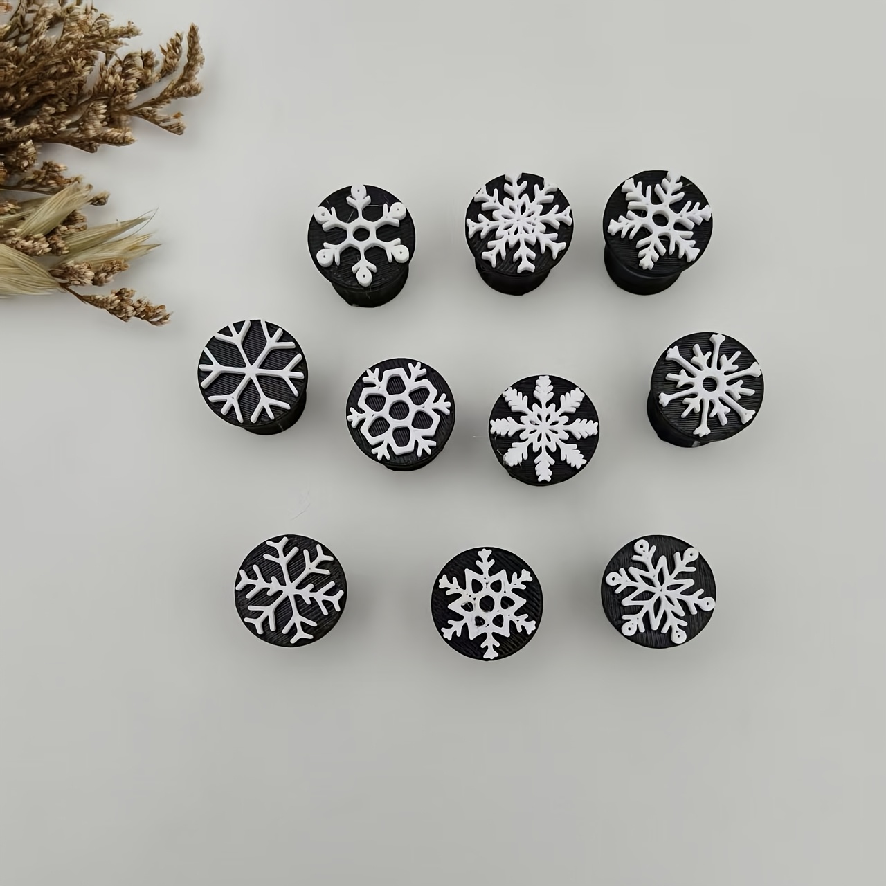 Image of 10pcs Plastic Clay Stamps With Snowflake, Seal & Stamp - Compatible For Clay,, Diy Crafts - Handmade Stamps For, Christmas Birthday Activities, Projects - Plastic Stamp