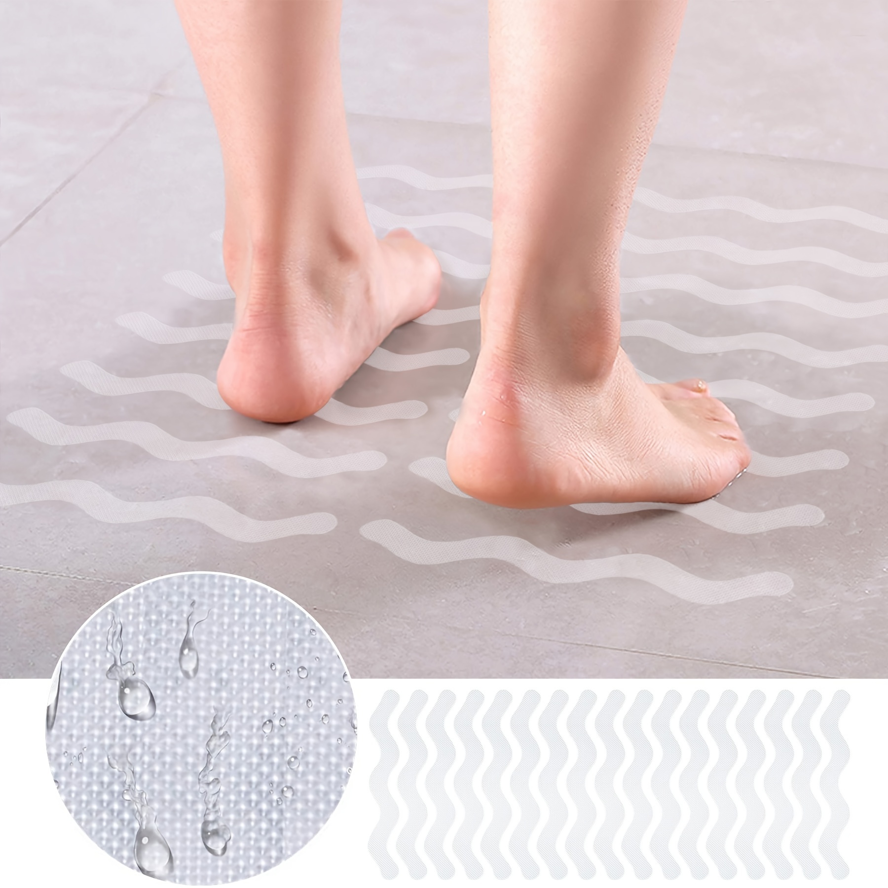 

24pcs Eva Non-slip Bathtub Stickers, Tape For Shower Safety - Adhesive Decals With Scraper For Bathroom Floors And Stairs