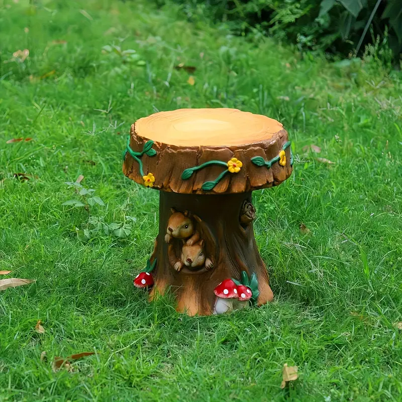 resin mushroom squirrel garden stool sculpture 12 Temu