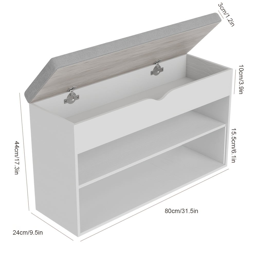 TEMU 2-layer Shoe Table With Flip Storage Shoe Rack | Stylish And Durable, Suitable For Entrance, Bedroom, Living Room, Made Of Artificial Board And