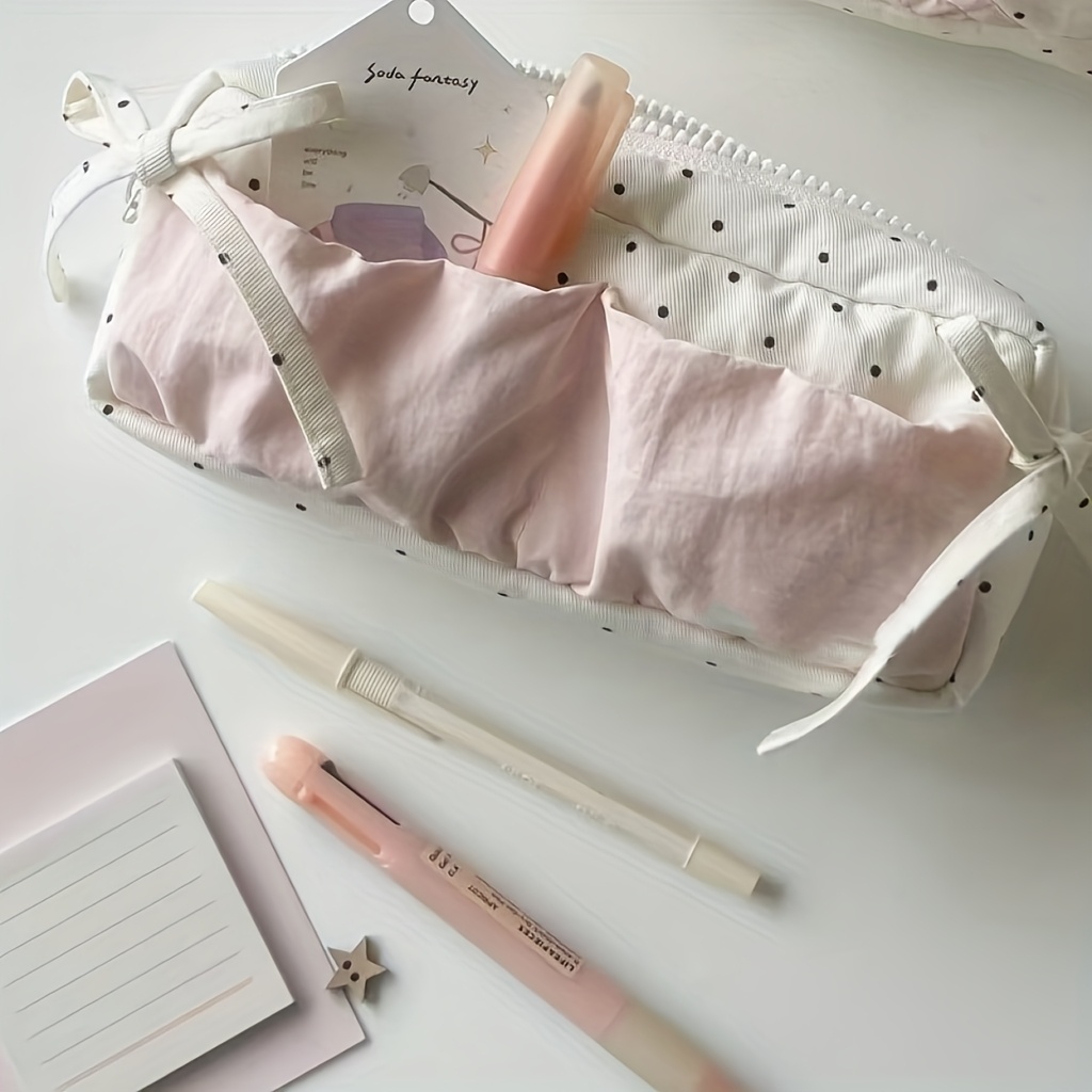 Trousse à Crayons Aestheti Mignonne Avec Nœud – Parfaite Pour L'école, Les Voyages Ou Le Maquillage !