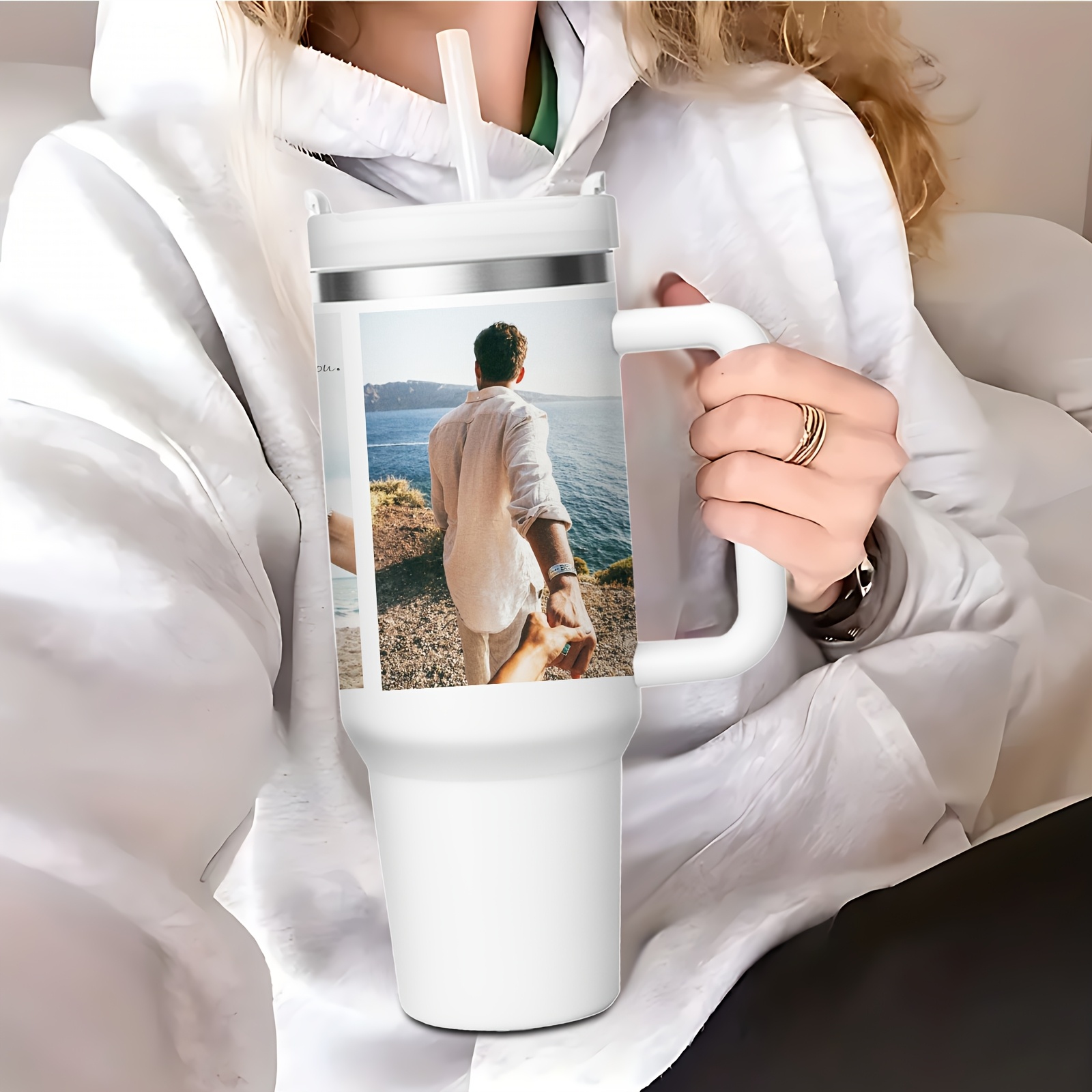 TEMU 1pc Of Oz/16 Oz Personalized Stainless Steel Insulated Tumbler Featuring A Lid And Straw, Designed With Double Wall Vacuum Insulation To Heat For And Cold For 12 Hours