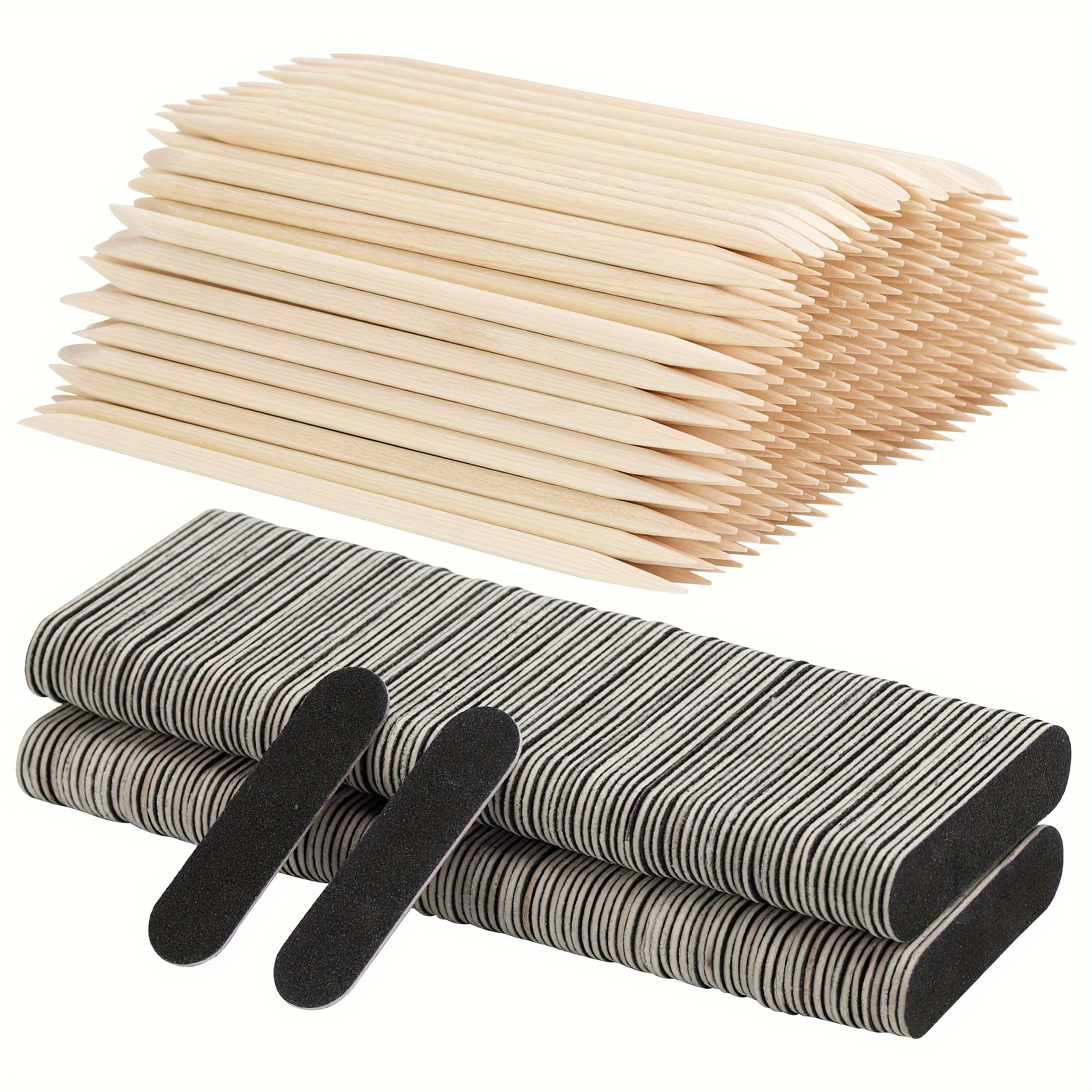 

Bamboo Nail File Strips 30pcs Nail Files Kit- 2pcs/bag Files 180/240 Grit, Nail Sticks Pedicure Wood Cuticle Pushers