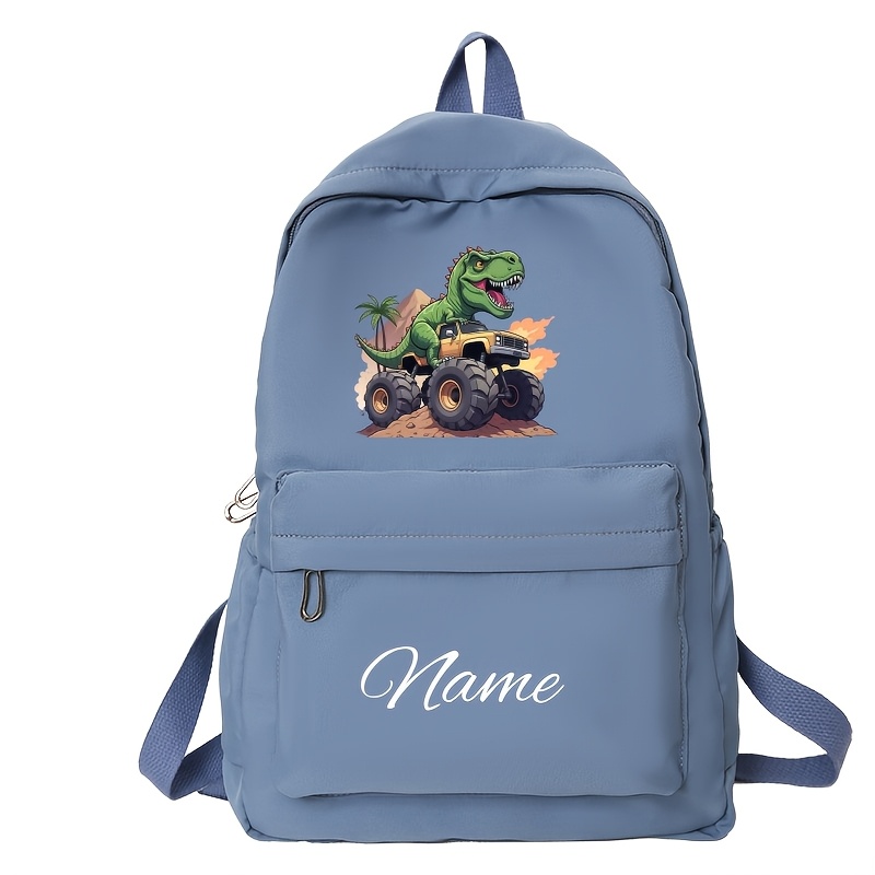 TEMU Personalized Customizable Name Fashion Casual Backpack With A Cool Dinosaur Print, Easy And Versatile, Large Capacity And Multifunctional,