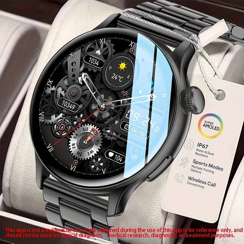 2025 new smart watch with wireless music calls amoled hd display 100 sports fitness tracking connect message reminders casual ideal gift for men christmas gift watch sleek watch design durable watchband