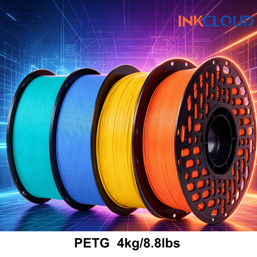 Image of Inkcloud Petg Filament 1.75mm 4kg Bundle (4kg/8.8bs Multicolor), Good Layer , Weather-resistant & For Outdoor Parts And Mechanical Gears, Less Stringing, Dimensional Accuracy +/- 0.02mm Fast Delivery