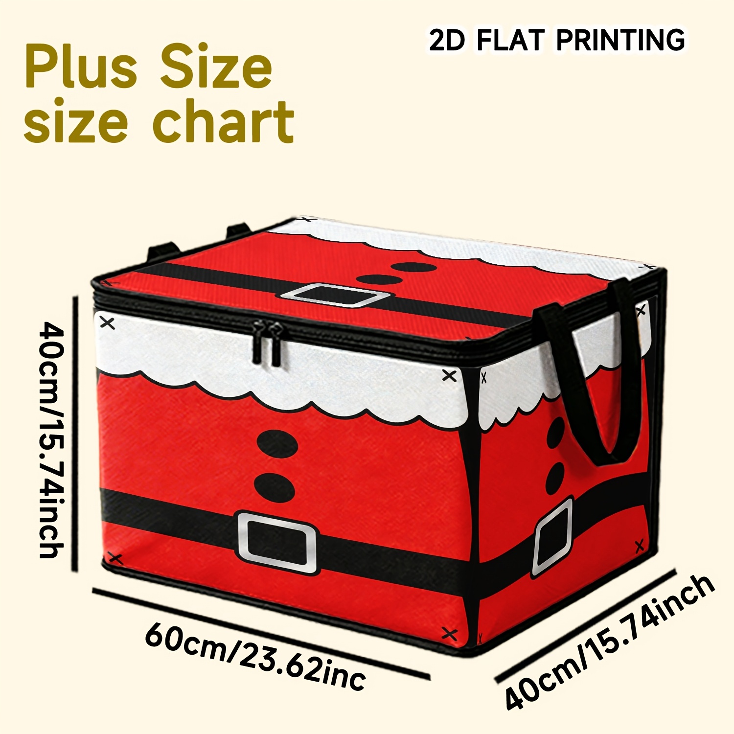 TEMU 1pc Christmas Style Large Capacity Zipper Storage Box, Home Multifunctional Storage Container, Foldable Handheld Organizer, Easily Storing