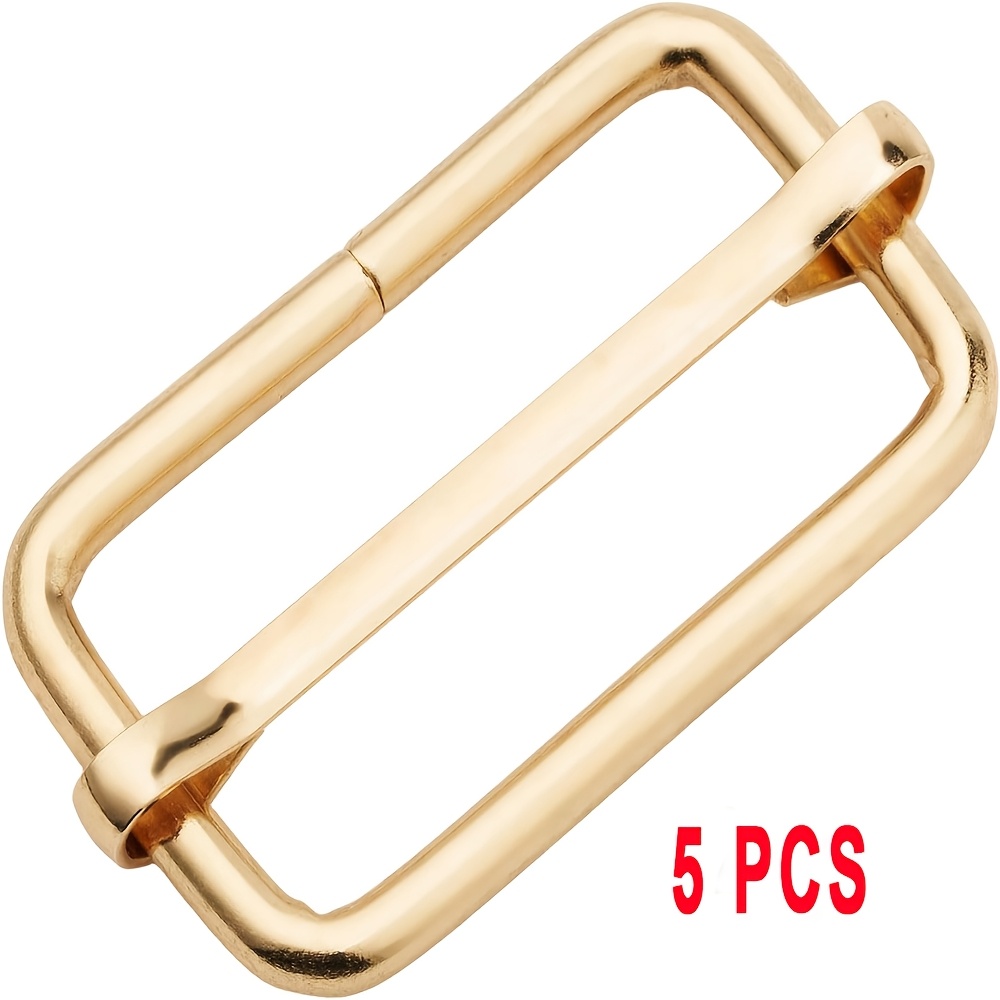 TEMU 5pcs Metal Adjustable Slider Buckles, 1- And 2-inch Rectangular Adjuster Sliders For Purse And Bag Hardware Crafting, Backpack Strap Length