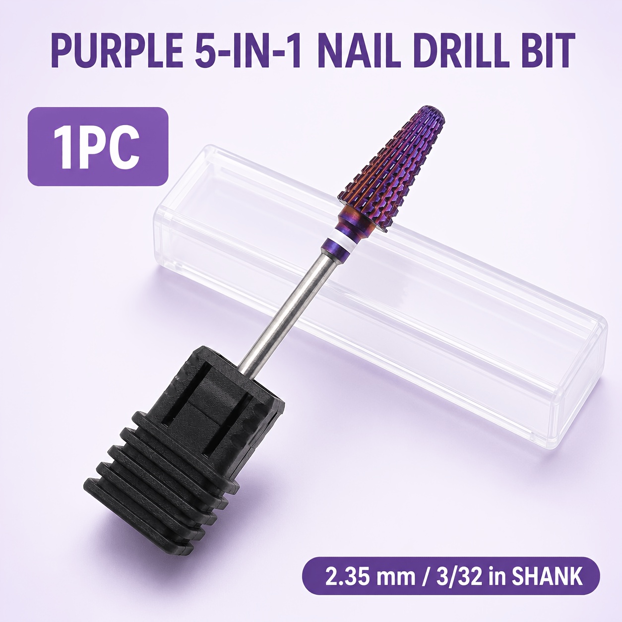 TEMU 1pc 1pcs 6mm Purple-coated Suitable For Gel & Acrylic Removal Drill Bit - /korean Style Round- Drill With Straight Tip, M Grit Shank For Nail