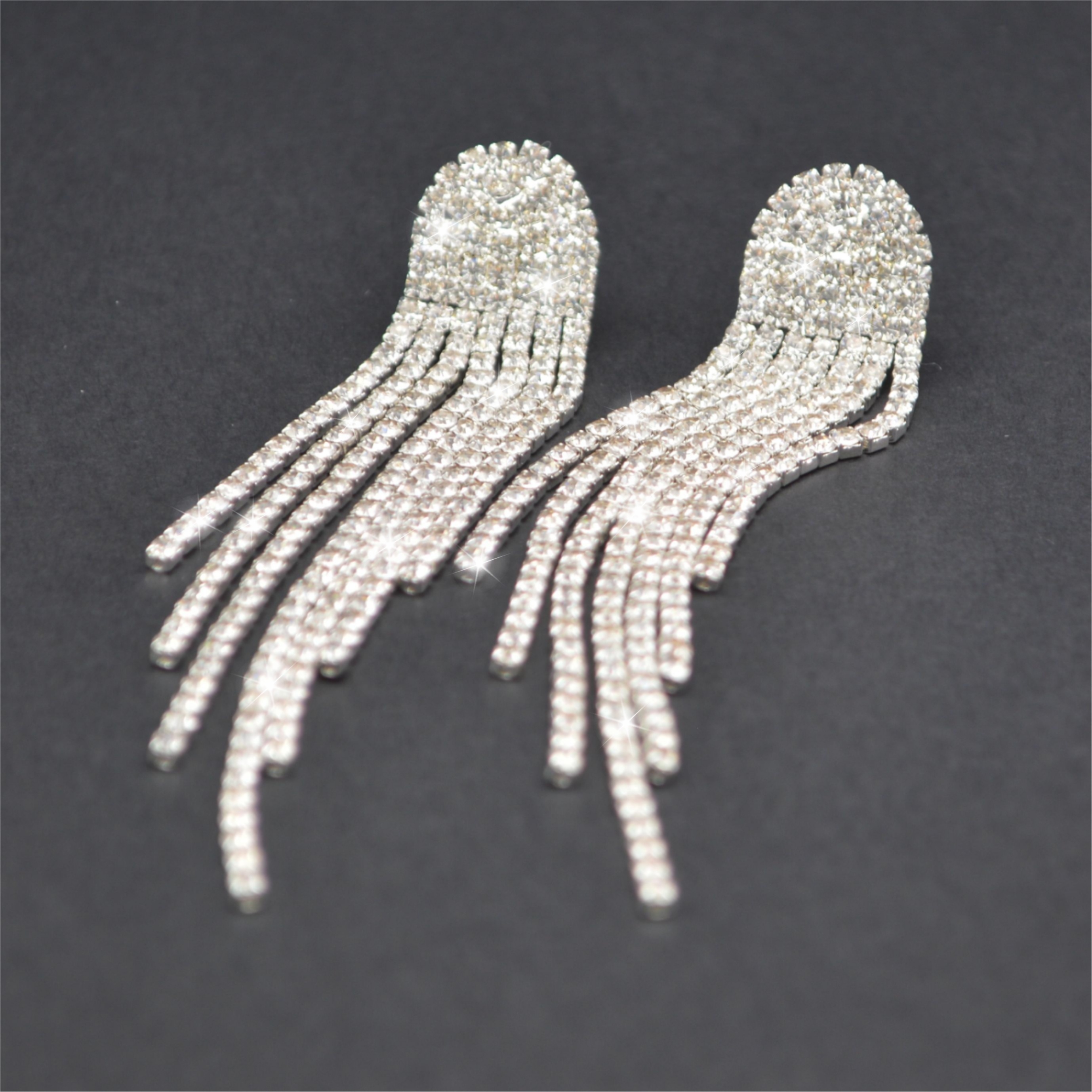 TEMU Boucles d'Oreilles à Franges en Strass Scintillants - Longues Boucles d'Oreilles pour Soirée pour Femmes