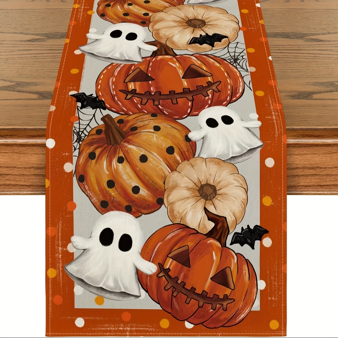 

Jack-o'-lantern & Table Runner - Linen, Home Party Decor, In 13x48/72/108 Inches