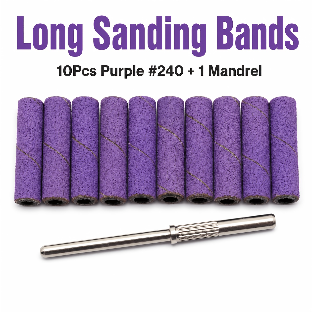 TEMU Set di 11 pezzi, 10 pezzi di bandelle abrasive per unghie lunghe e 1 , rosa caldo viola grana 80/150/180/240, punte per trapano per unghie per