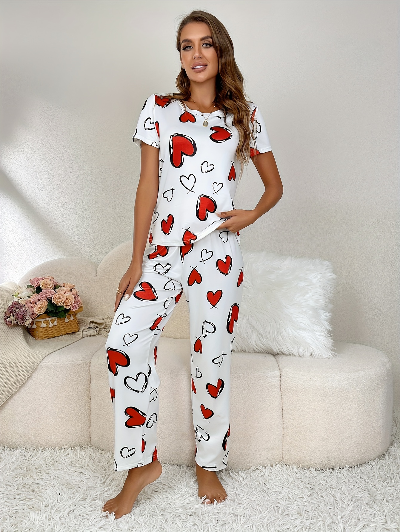 Pyjama en satin femme : chemise et pantalon violet fonce