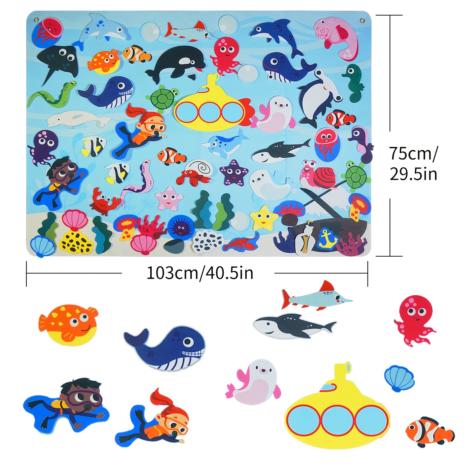 Tomatoys Tablero De Fieltro Animales Marinos - Juguete Montessori Educativo Para Niños De 3 A 8 Años