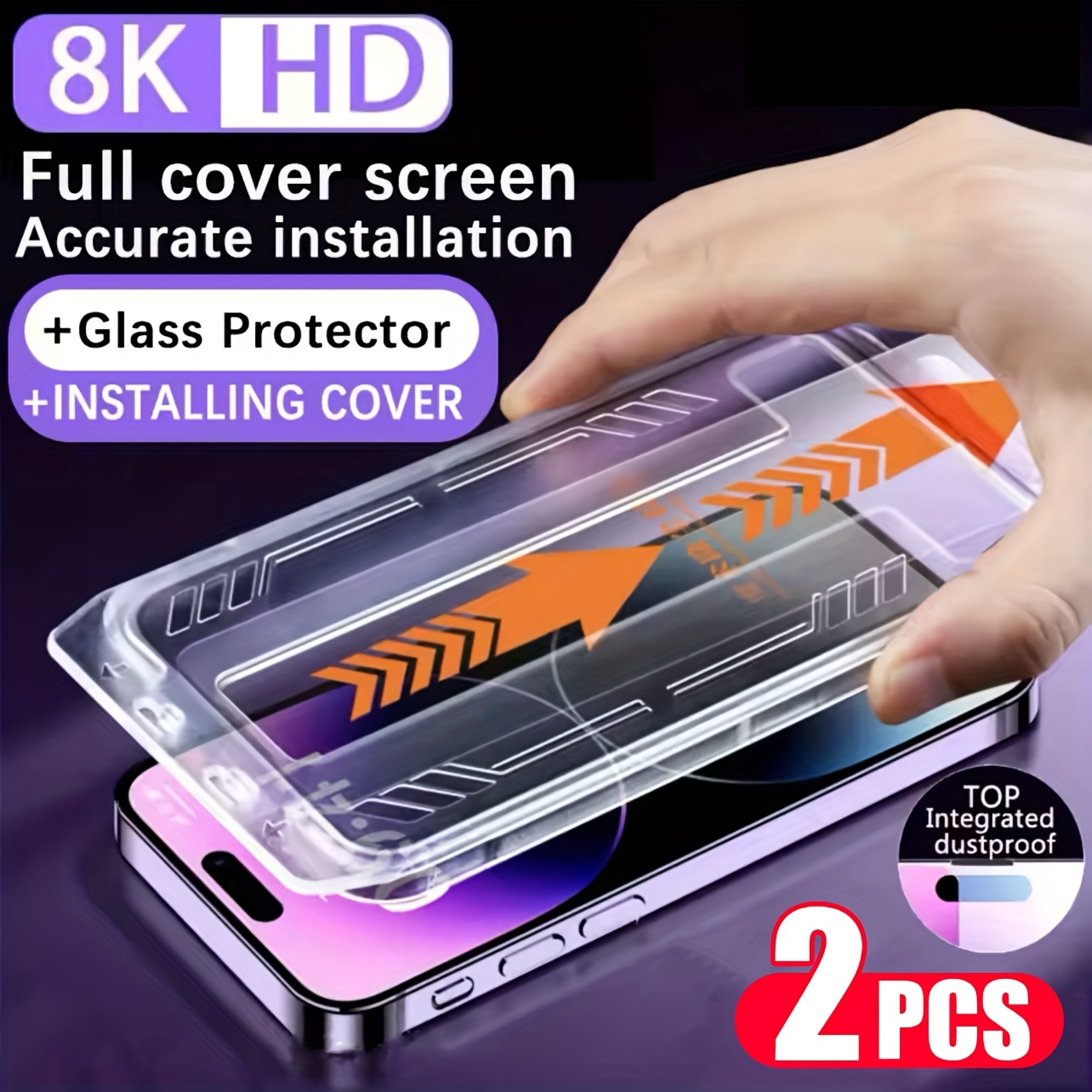 Confezione da 2 Pellicole Protettive in Vetro Temperato Lucido 8K Ultra HD per iPhone 18 16 17 Pro Max 18 Fold 17 Air 16E 15 14 Plus 13 12 Mini 11 XR X XS Max, Applicazione con un Clic, Copertura Totale, Protezione Bordi Anti-Impronta