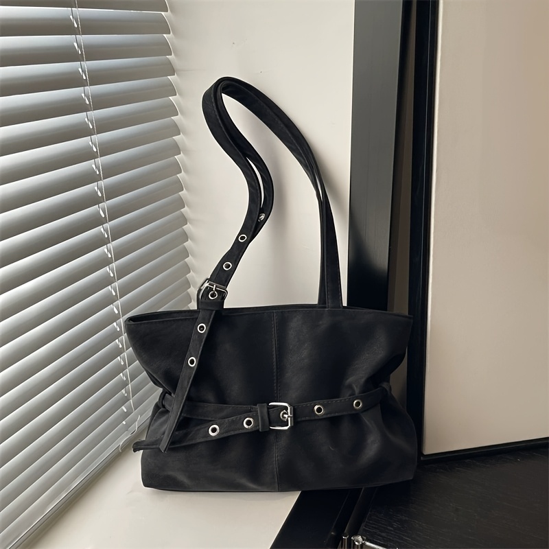 TEMU Mufy Women's Large Capacity Crossbody Tote Bag & Handbag - Punk Style Suitable For Commuting, Travel,,, Zipper Closure, / /, With Tote Shoulder