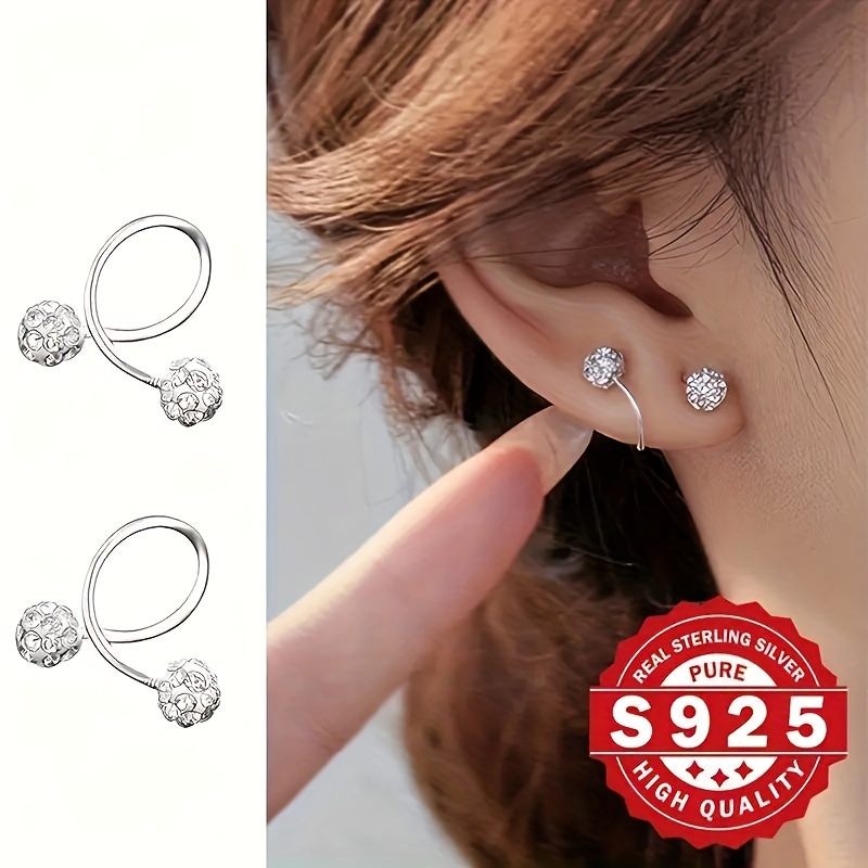 a pair of sparkling spherical earrings with screw   shaped earrings anti allergic suitable for holiday gifts and festive parties very suitable for women to wear Product details 4