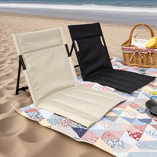 item picture 1pc outdoor folding chair with backrest suitable for picnic fishing beach use aluminum tube more stable and supportive long sitting comfortable with storage bag for backpacking portable recliner lightweight beach chair garden lounge chair