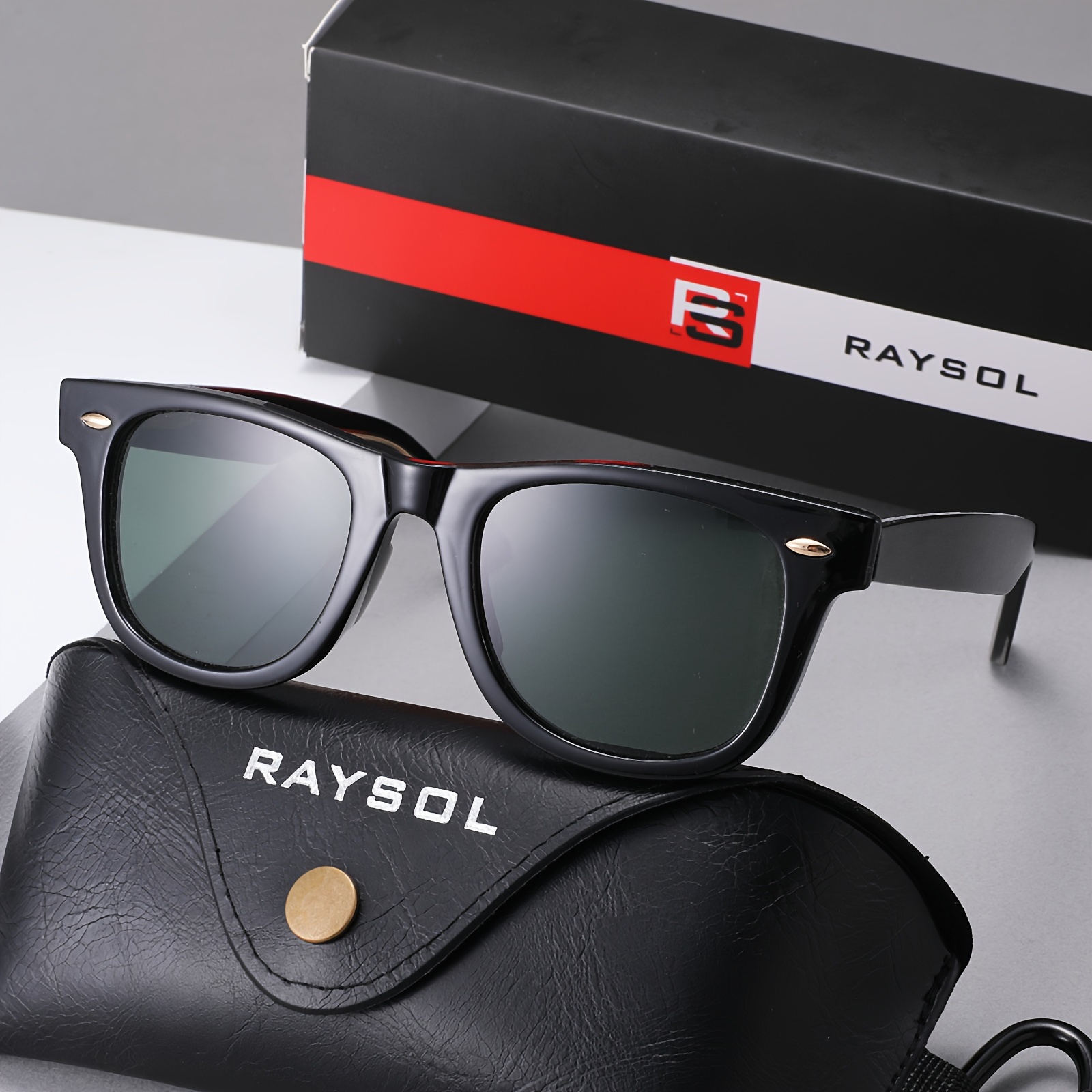 

Raysol Sunglasses For Women Men, Formable Temples, With Metal Core, Retro Square Stylish Full Rim Fashion Glasses For Vacation Beach Travel Fishing