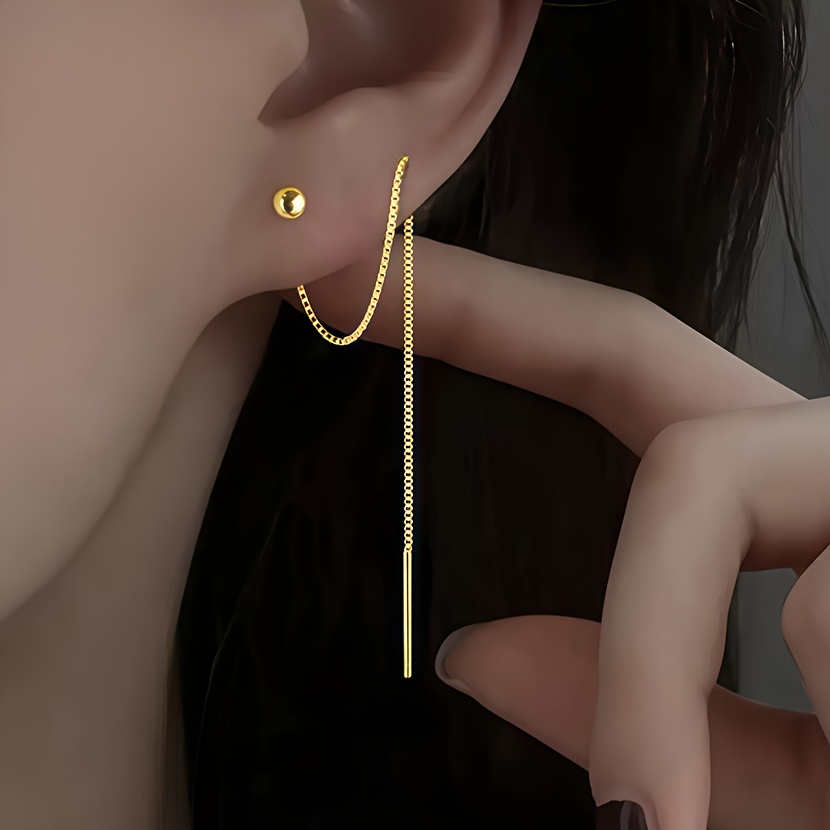 TEMU Boucles d'oreilles en acier inoxydable hypoallergénique à pompons dorés, résistantes au décollement, confortables et polyvalentes, et élégantes,