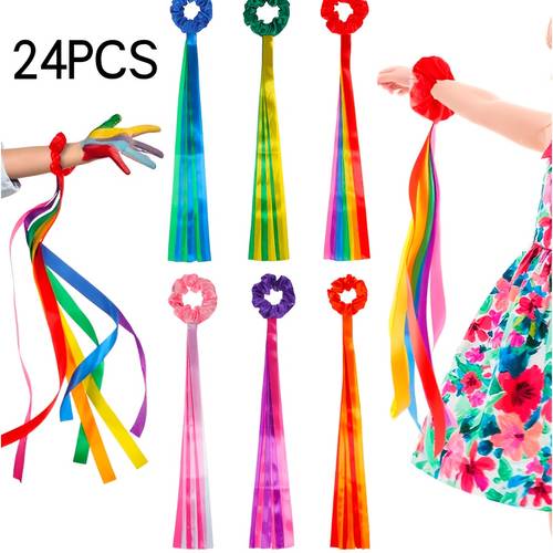 24pcs pack multicolor elastic dance ribbons with tassels elastic waist belts suitable for gymnastics ballet hip hop ribbon dance handheld rhythm tassels for music classes performances stretchable