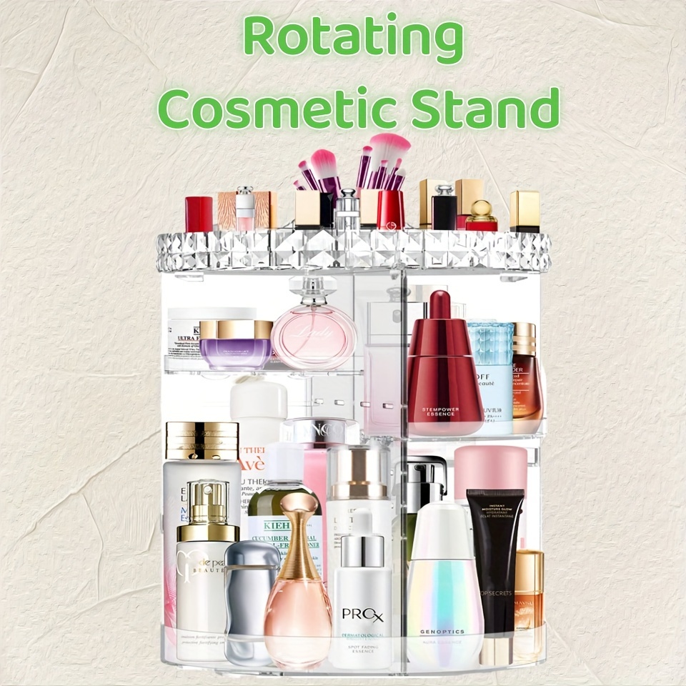 

360 Rotating Makeup Organizer, Makeup Brush And Lipstick Organizer, Large Capacity Storage, Dresser Storage, Diy Adjustable Rotating Makeup Carousel Stand