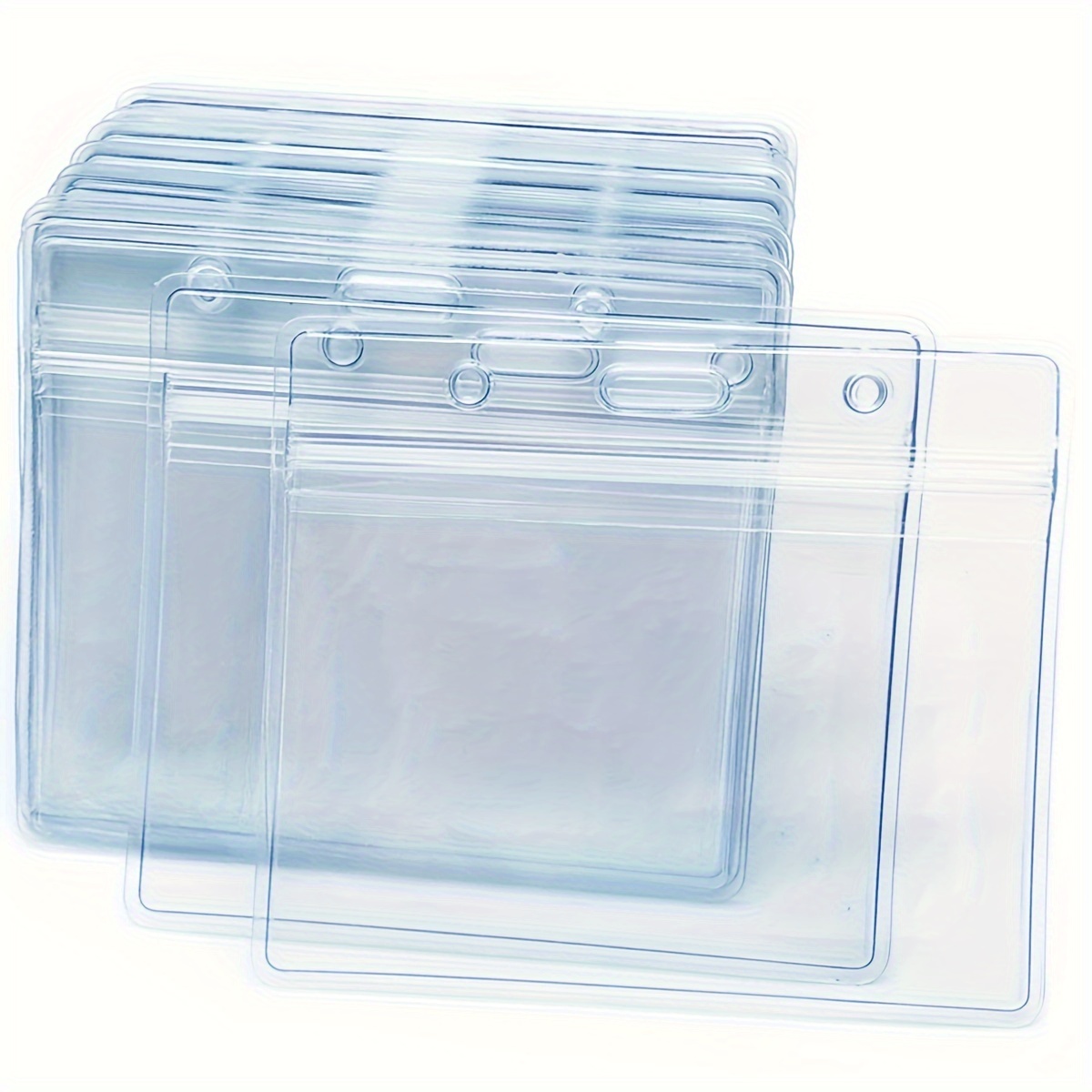 

10 Pack Of Waterproof Clear Plastic Id Card Holders - Credit Cards, Id Swipe Cards, Key Cards, And License - Pvc Material