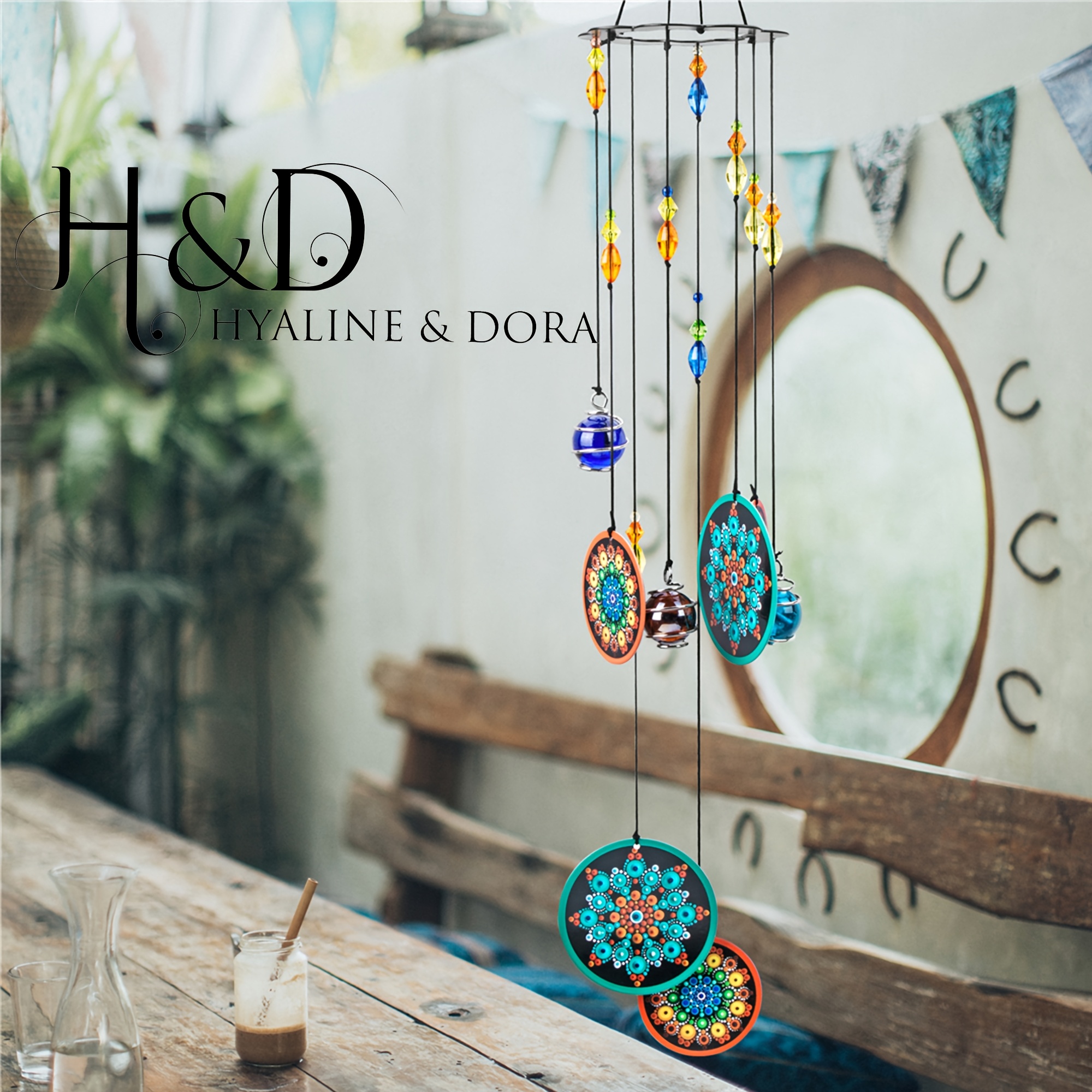 

Colorful Glass Bead Wind Chimes With Metal Flowers - , Decor For Home & Garden - Perfect Memorial Gift For Day, Christmas, Birthdays, Christmas Decor