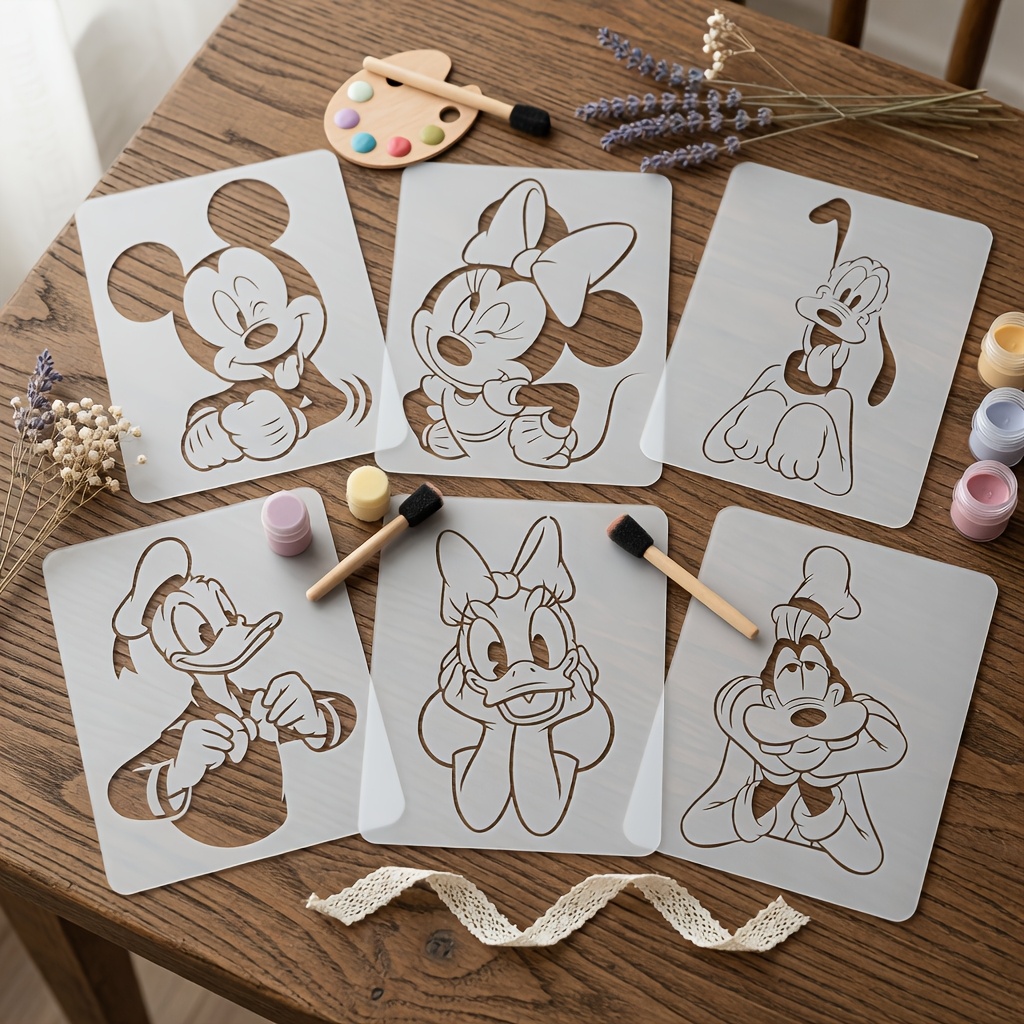 DISNEY Mickey Mouse & Friends Šablone za Šablone, Primerne za DIY Obrti - Velike Večkratno Uporabne Mylar Plošče z Obrisom Mickeyja, Minnie,