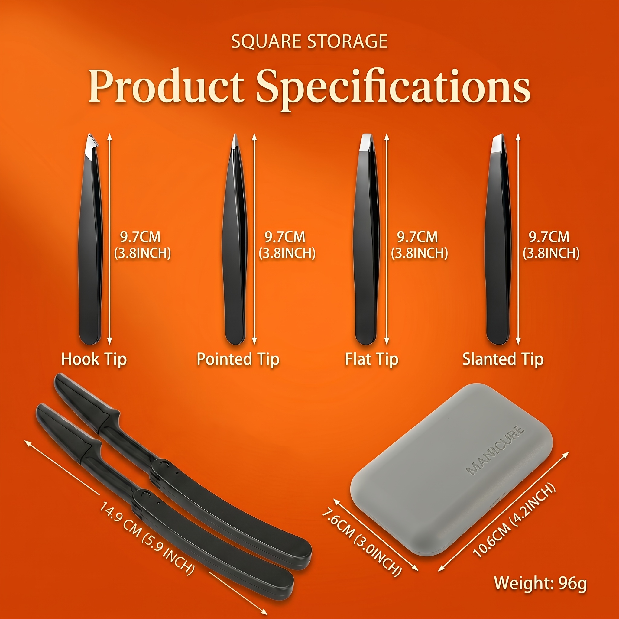 TEMU Set de 6 pinces à épiler de en acier inoxydable avec étui de rangement à HD, 4 pinces à épiler professionnelles + 2 rasoirs à sourcils pliants,