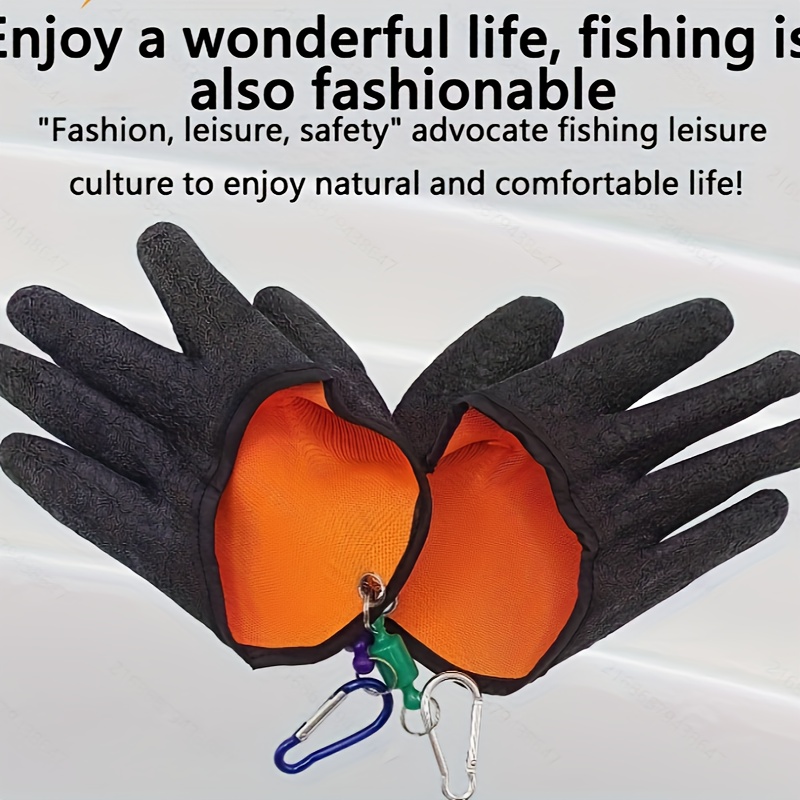 

1pc Waterproof Fishing Catching Glove With Magnetic Release Clip, Fishing Accessories - Enhanced Anti-slip Grip For Anglers