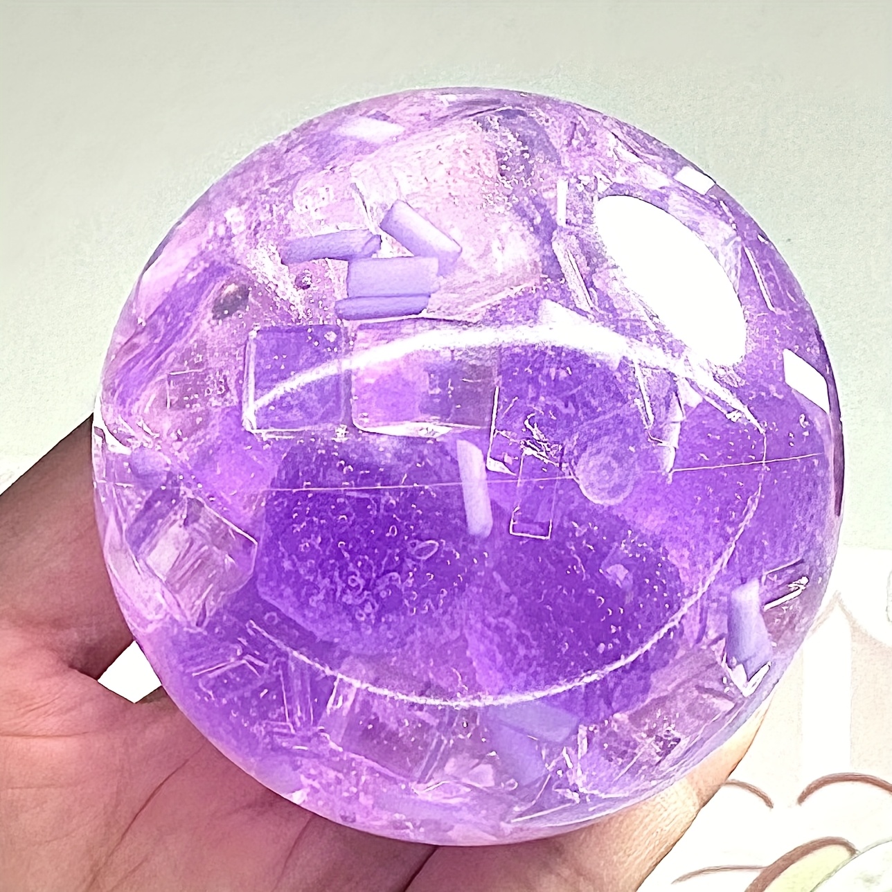 Purple Sugar Decompression Ball, Handmade DIY Stress Relief Plastic Sphere, Creative Desk Toy for Anxiety Relief