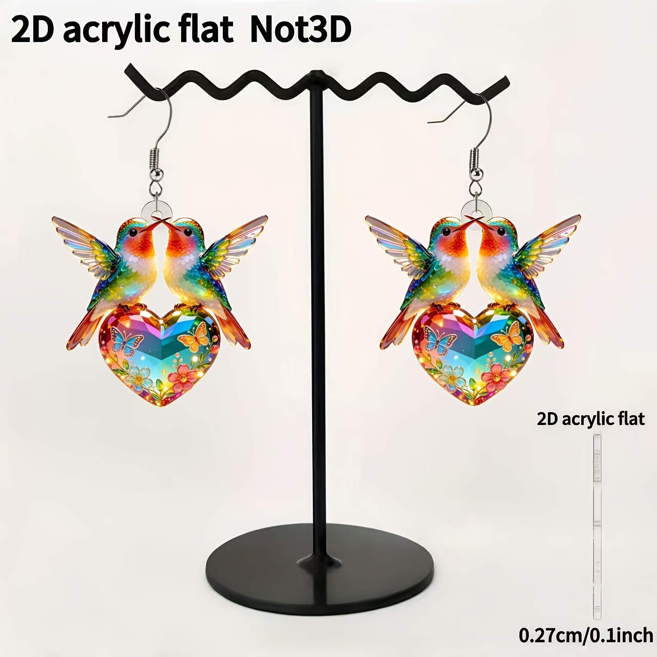 Women's Cute Bird Pattern Drop Earrings, 2D Flat Design
