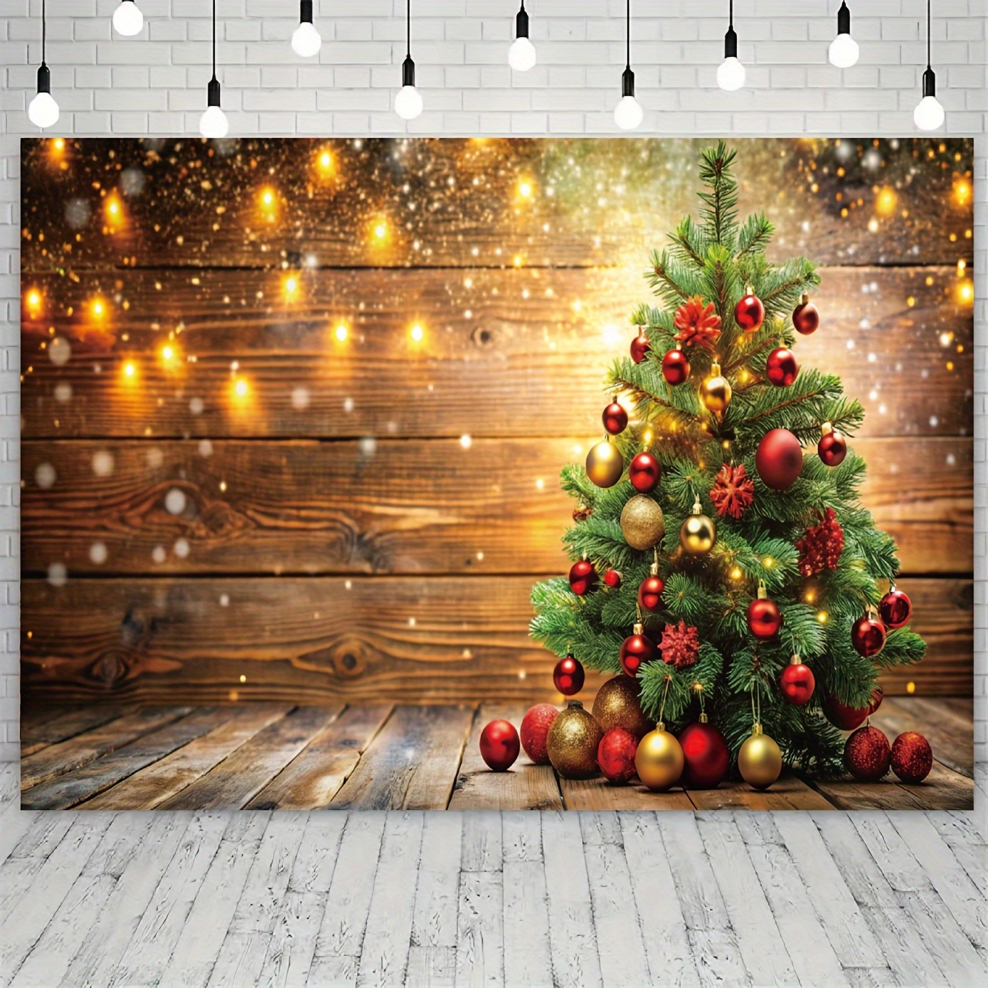 

1pc, Festive Christmas Tree With And Ornaments, Vinyl Backdrop, Durable For Photography, Parties, And Home Decor, Holiday Party Supplies, Art Craft Material, No Battery Required