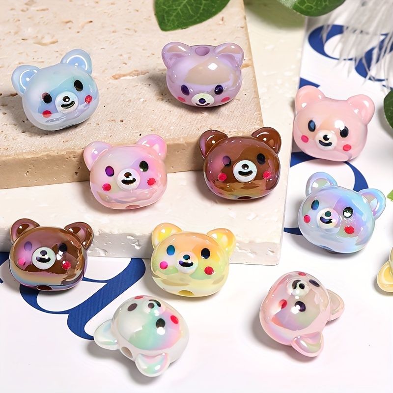 

10-pack Acrylic Bear Beads, Making Supplies, Craft Beads For Artwork, Sewing, And Decorative Accessories