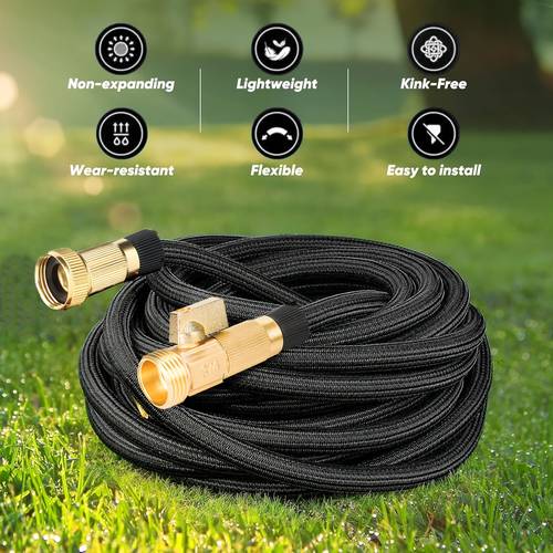 100ft heavy duty garden hose non expandable with 3 4 solid brass fittings leakproof design durable rubber material threads gardening cleaning forestry 25ft 50ft 75ft 100ft 150ft kit