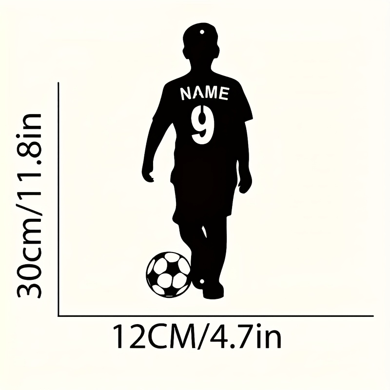 TEMU 【サッカー選手向け】モダンメタルウォールデコレーション - 名前と番号のパーソナライズされたサイン、ポール式、多機能、サッカーテーマの壁画、ホームオフィスやリビンに最適 - 電気不要