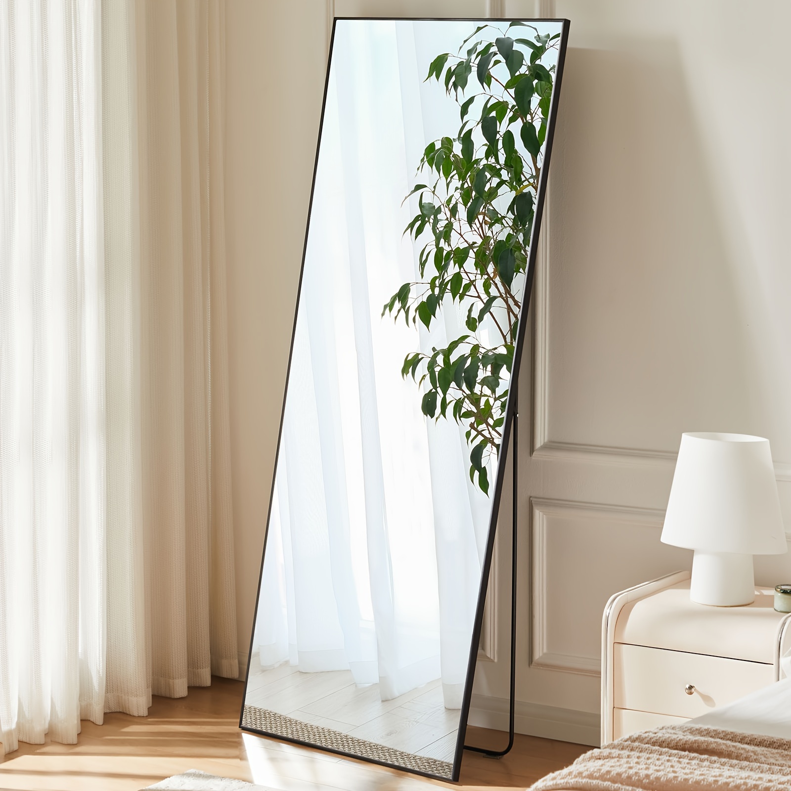 

1pc Full-length Mirror, 64"x21", Classic Style, Floor Standing Rectangular Mirror, Aluminum Alloy Frame, Hd-imaging Glass, Explosion-proof Film Protection For Bedroom & Living Room Decor