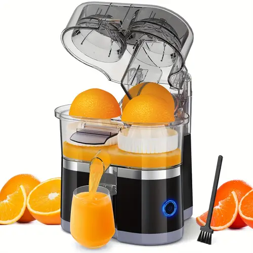 electric citrus juicer dual head orange juicer squeezer with power cord portable juicer with cleaning brush for lemon grapefruit touch operation easy to clean