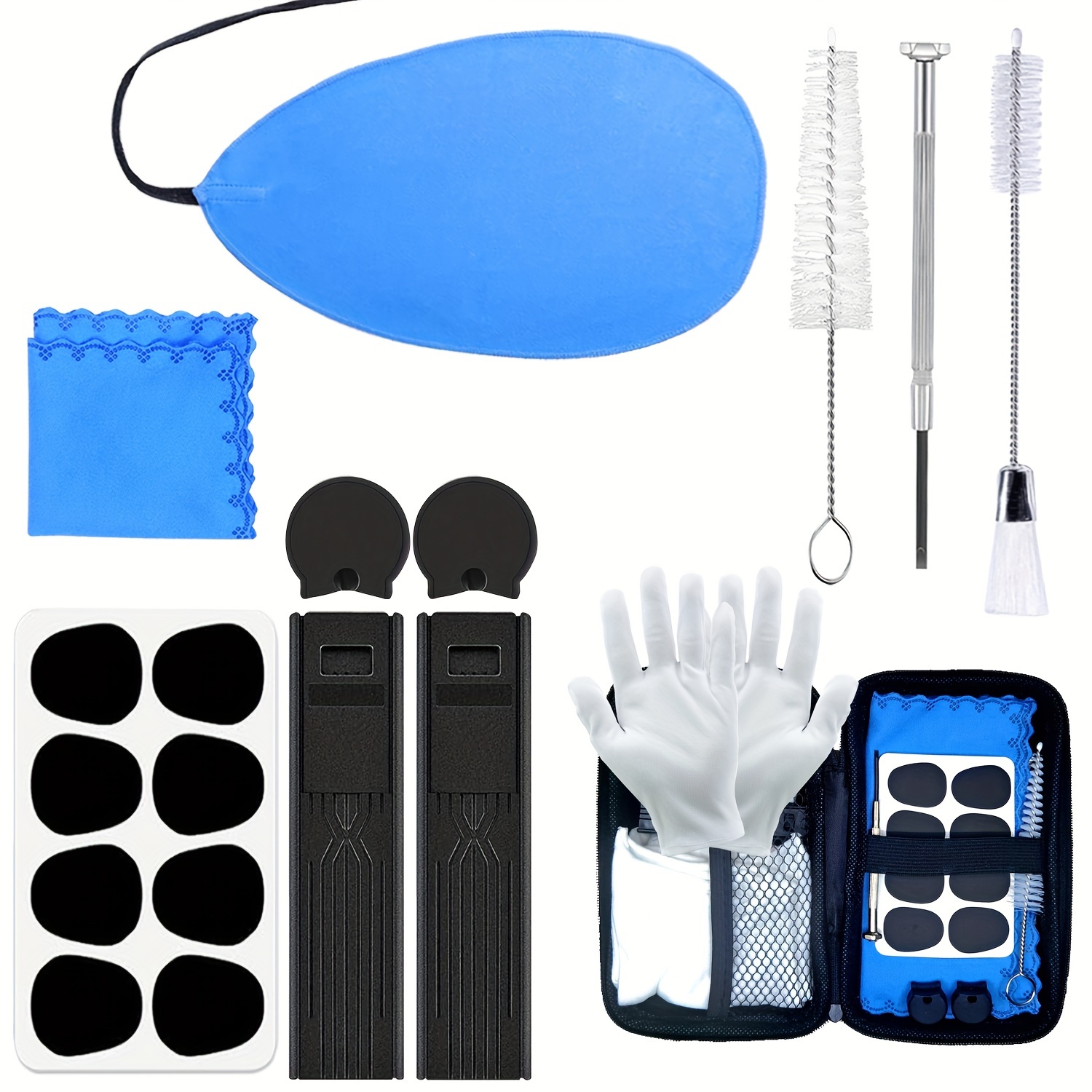 Kit 2 Chiffons Nettoyage Saxophone Bleu - Outils Entretien Instrument Musique