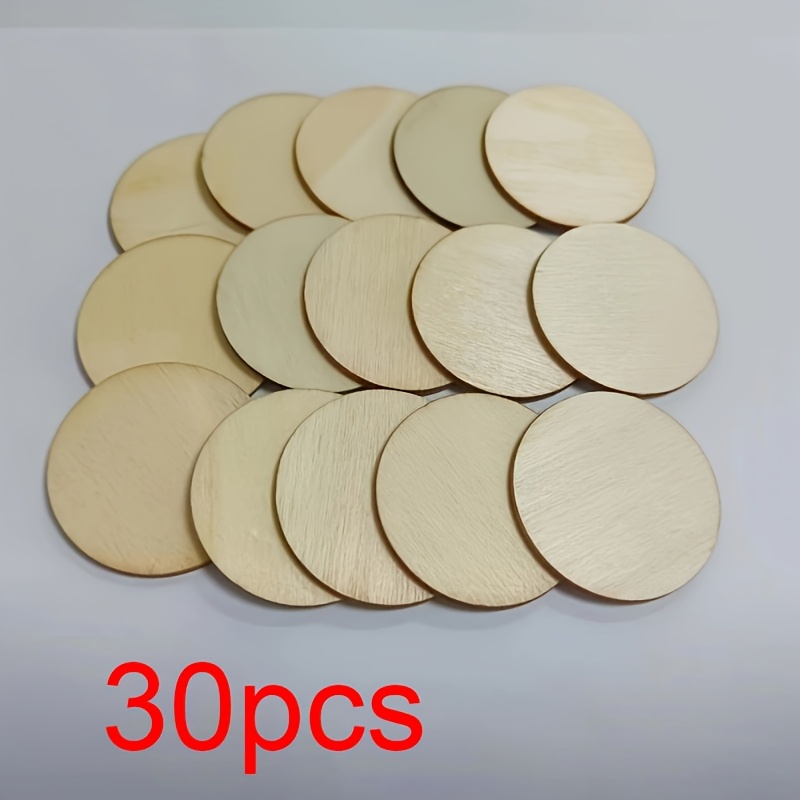 30pcs 4cm Wood Circles Round Slices Discs Diy Crafts Cutouts Coasters Painting Engraving Carving Home Decorations Mdf