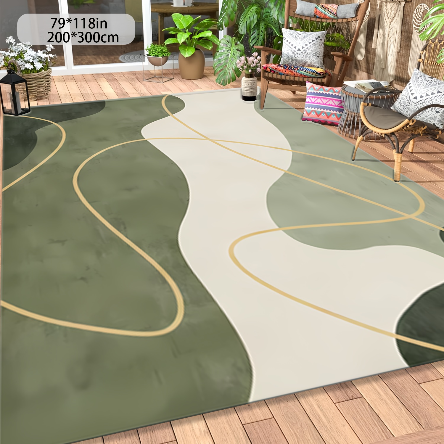 

Non-slip Polyester Area Rug With Velvet & Dian Su Di Backing - Large Modern Carpet For Living Room, Bedroom, Office - Machine Washable, Anti-skid, Soft Decorative Floor Mat For Indoor & Outdoor Use