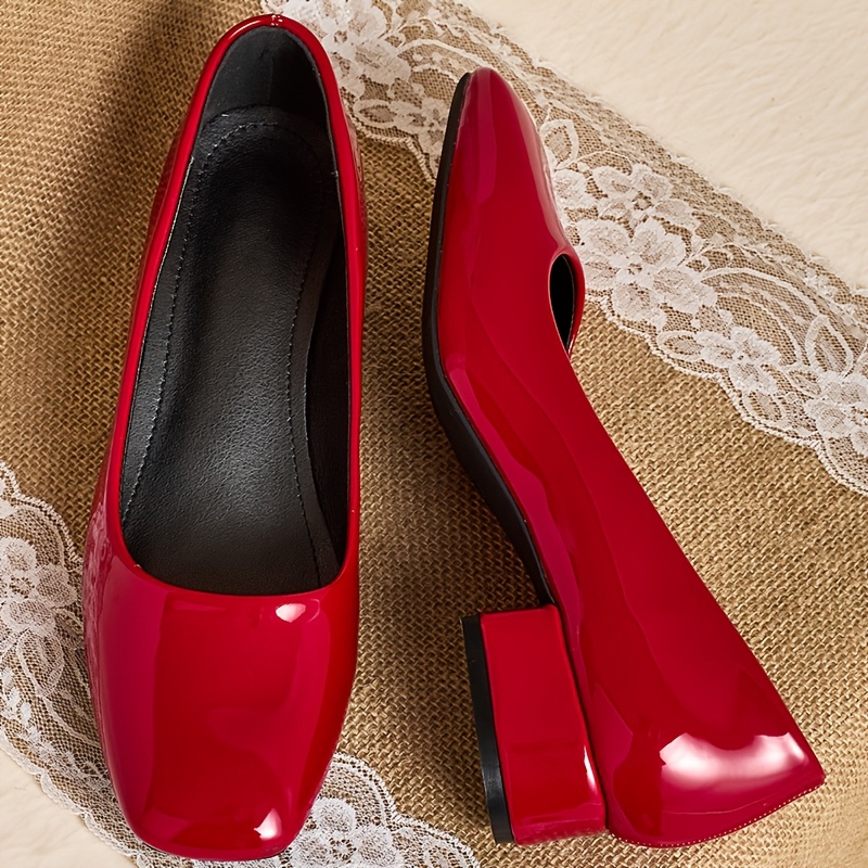 Pointed Toe Red Pumps Round Toe Fashion Red Pumps Women Low Block
