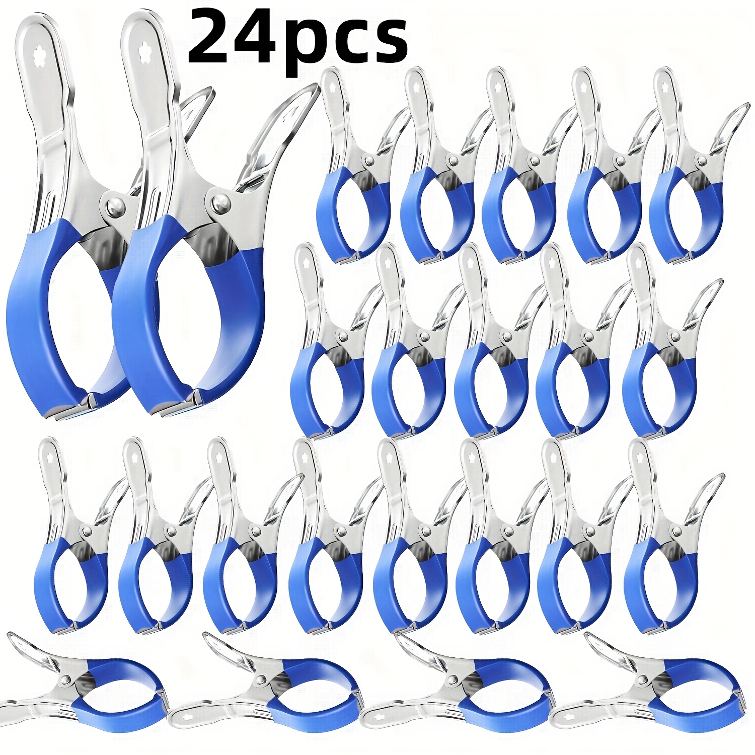 TEMU 6/12/24pcs Heavy-duty Stainless Steel Pool Clips With Non-slip Grip - Windproof Spring Clamps, Corrosion-resistant For Above-ground & In-ground