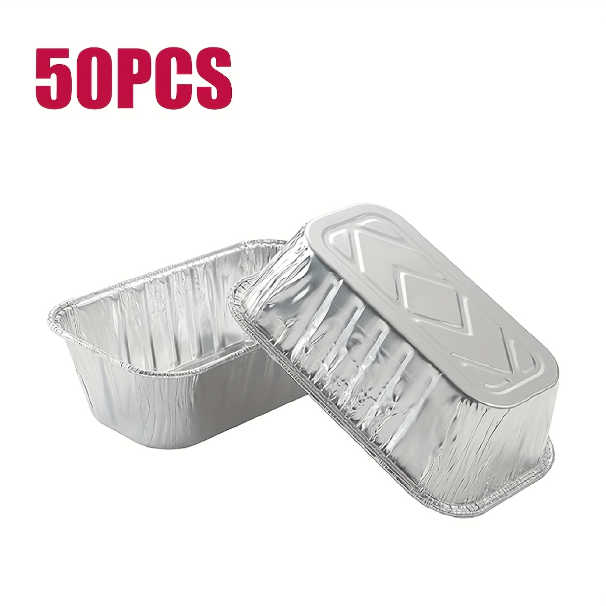 TEMU 50pcs Disposable Aluminum Loaf Pans 1 Lb Small Aluminum Foil Pans Tin Foil Baking Pans Tin Trays Food Containers For