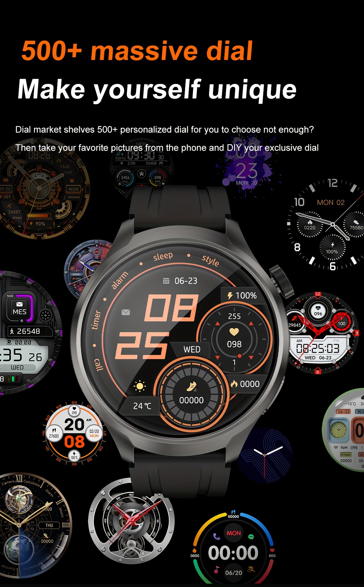   GPS   Smart Watch Watch 4 Pro 1.85 tommer 410mA Trådløst opkald Smart Ure til mænd og kvinder, med NFC  . detaljer 8